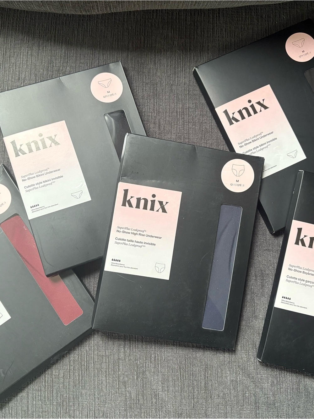 knix No-Show High Rise Underwear Pack - Navy & Burgundy